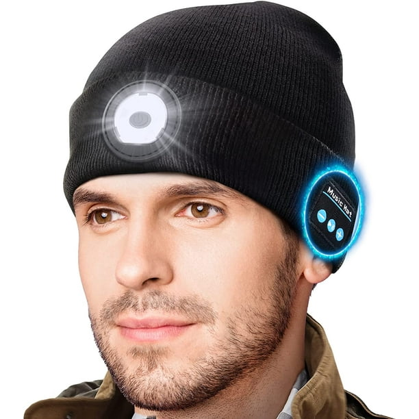Idée Cadeau pour les Hommes Original Bonnet Bluetooth - Idée Cadeau pour  les Hommes Anniversaire Hiver Musique Bonnet Connecter Écouteur Bluetooth 