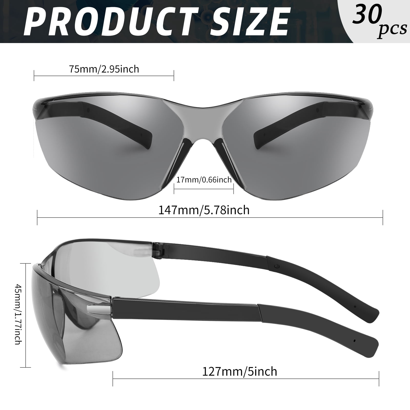 Salfboy 30 Packs Safety Glasses ANSI Z87.1 Safety Glasses Bulk with Scratch Resistant Glasses for Women Men Work Construction Science Lab Shooting