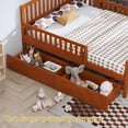 thumbnail image 2 of Cama de plataforma de madera de tamaño doble con barandillas en ambos lados y dos cajones de almacenamiento, 2 of 5