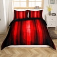 thumbnail image 1 of Erosebridal Housse de Couette à Lignes Dégradées Grand Lit, Ensembles de Literie Noir Rouge Format Grand Lit, Housse de Couette à Rayures Géométriques Grand Lit, Décor de Chambre Ombré Léger, Réversible, 3 Pcs (Sans Couette), 1 of 7
