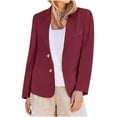 thumbnail image 2 of Fall Saving! HVOBTTY Women's Crop Blazer, Fall Coat for Women, Women's Fashion Casual Solid Color Lapel Lightweight Short Style Blazer Hot Pink, M, 2 of 4