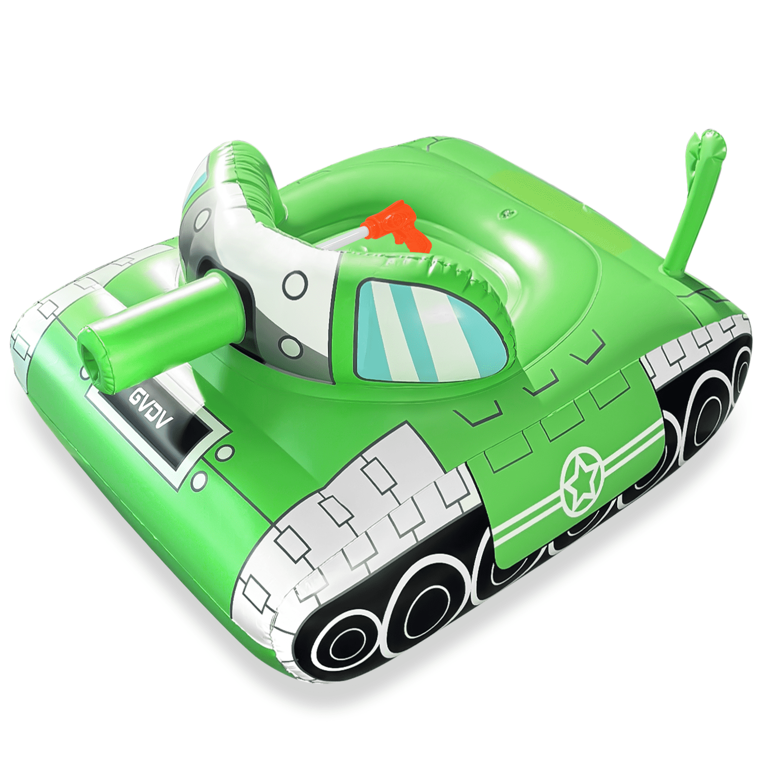 GVDV Inflatable Tank Pool Float for Adults & Kids, 43" x 35" Ride-On Float with Water Squirt Guns, Ideal for Summer Beach & Pool Party Water Battle Games