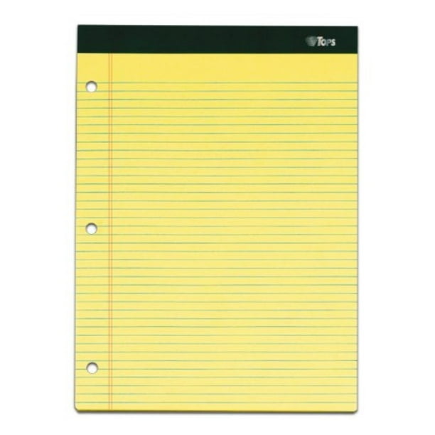 TOPS Docket Writing Pads, 81/2" x 113/4", Narrow Rule, 3Hole Punched