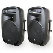 Proreck Party Portable 15 2000 Watt 2-Way Powered PA Speaker System Combo Set
