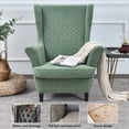 thumbnail image 5 of Eurhowing 2Pcs Wingback Chair Cover, Stretch Spandex Jacquard Armchair Slipcovers with Cushion Cover, Living Room Furniture Protector for Pet & Kids, Green, 5 of 7