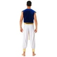 thumbnail image 2 of YEAHDOR Mens Halloween Cosplay Costume Ancient Greek God Gladiator Prince Role Play Costume Waistcoat with Pants Blue M, 2 of 6