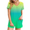 thumbnail image 2 of 2 Piece Sets for Women Fashion Gradient Casual Home Two-piece V-neck Top With Pocket Shorts Set, 2 of 7