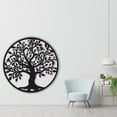 thumbnail image 3 of Decoración de pared de árbol de la vida de metal, arte de silueta para regalo de interior, regalo al aire libre, decoración del hogar y jardín (negro, 30x30cm), 3 of 5