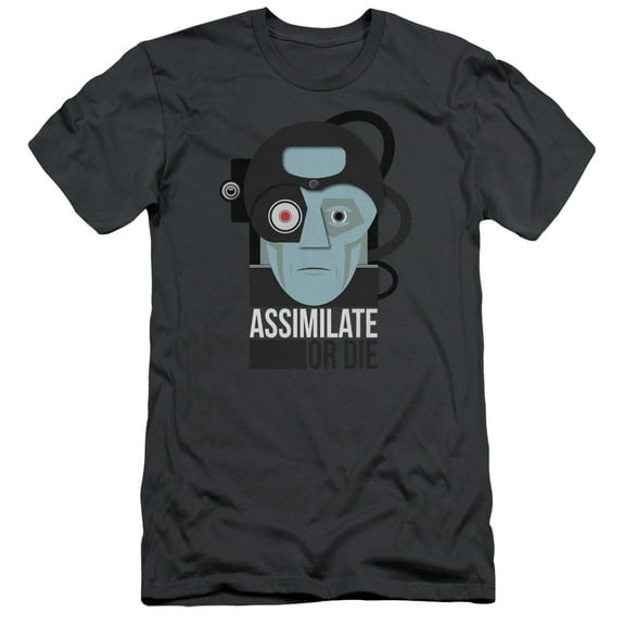 Star Trek Assismilate Or Die Adult 30/1 T-Shirt Charcoal