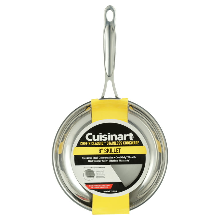 Cuisinart Skillet 8 Inch Pan Metal Black Rubber Handle HW 862220 Stainless  Steel