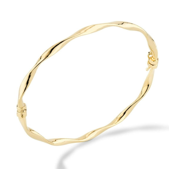 Miabella 18K Gold Over Sterling Silver Italian Oval Twist Hinged Bangle Bracelet for Women, 925 Made in Italy (Medium - 7.5 Inches)