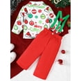 thumbnail image 4 of Elippeo Boys Autumn 2PCS Outfit Sets Long Sleeve Lapel Christmas Balls Print Tops Suspender Pants Sets  12 18 24 Months 3 4 5 Years, 4 of 10