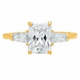 thumbnail image 3 of 2.0 ct Emerald Cut Genuine Cultured Diamond VS1-VS2 J-K 14K Yellow Gold Three-Stone Promise Wedding Statement Engagement Designer Ring W/ Crystal side stones size 7, 3 of 7
