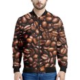 thumbnail image 3 of Chaqueta con estampado de granos de café para hombre, divertida chaqueta con estampado 3D de comida, manga larga, para primavera y otoño, estilo Harajuku, chaqueta con cremallera, abrigo, ropa de call, 3 of 4