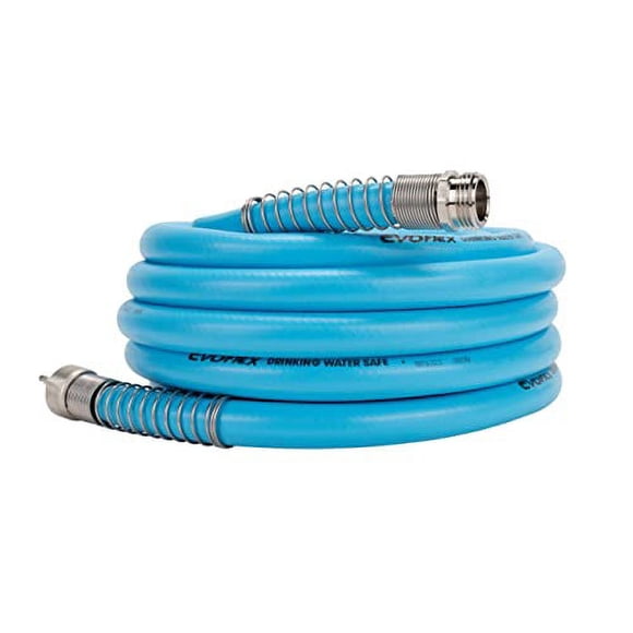 Camco EvoFlex 25-Foot Super Flexible Drinking Water Hose | 5/8-inch ID | Designed for Recreational Use | Blue (22591)