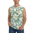 thumbnail image 3 of Uemuo Lilies Flowers Pattern Men's Sleeveless T-Shirt,Muscle Athletic Tank Top, Moisture-wicking Quick-dry Breathable Classic Tee Top for Gym Run Outdoor Sports-X-Large, 3 of 8