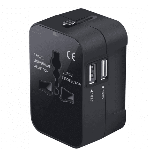 Universal Travel Adapter with USB-C - Worldwide All-in-One Power Converter for USA/EU/UK/AUS (Type C Fast Charging)
