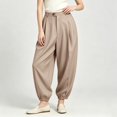 thumbnail image 6 of Levmjia Women High Waisted Jogger Pants Cuffed Ankle Length Casual Lounge Pants with Pockets Solid Color Elastic Waist Trousers, 6 of 6