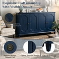 thumbnail image 4 of Atumcto Farmhouse Sideboard Buffet Cabinet, 4-Door Storage Credenza with Curved Raised Panel Doors, Blue, 4 of 10