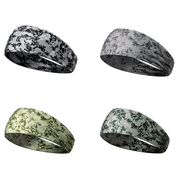 4 paquetes de bandas para el sudor para hombres, bandas para el sudor deportivas para entrenamiento, bandas para el sudor con estampado de camuflaje, bandas para el sudor anchas para la