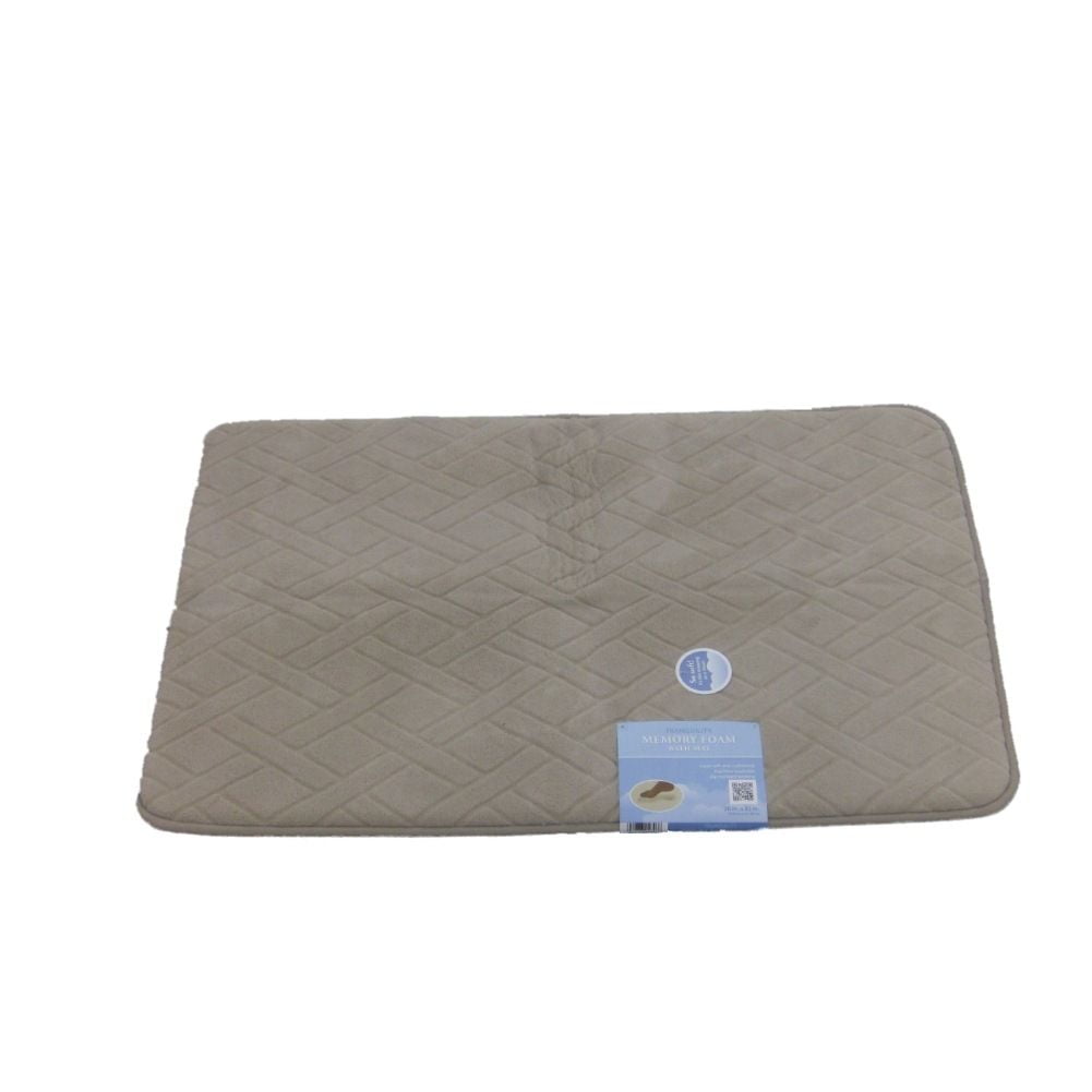 Tranquility Luxurious Memory Foam Beige Bath Mat Skid Resistant Throw