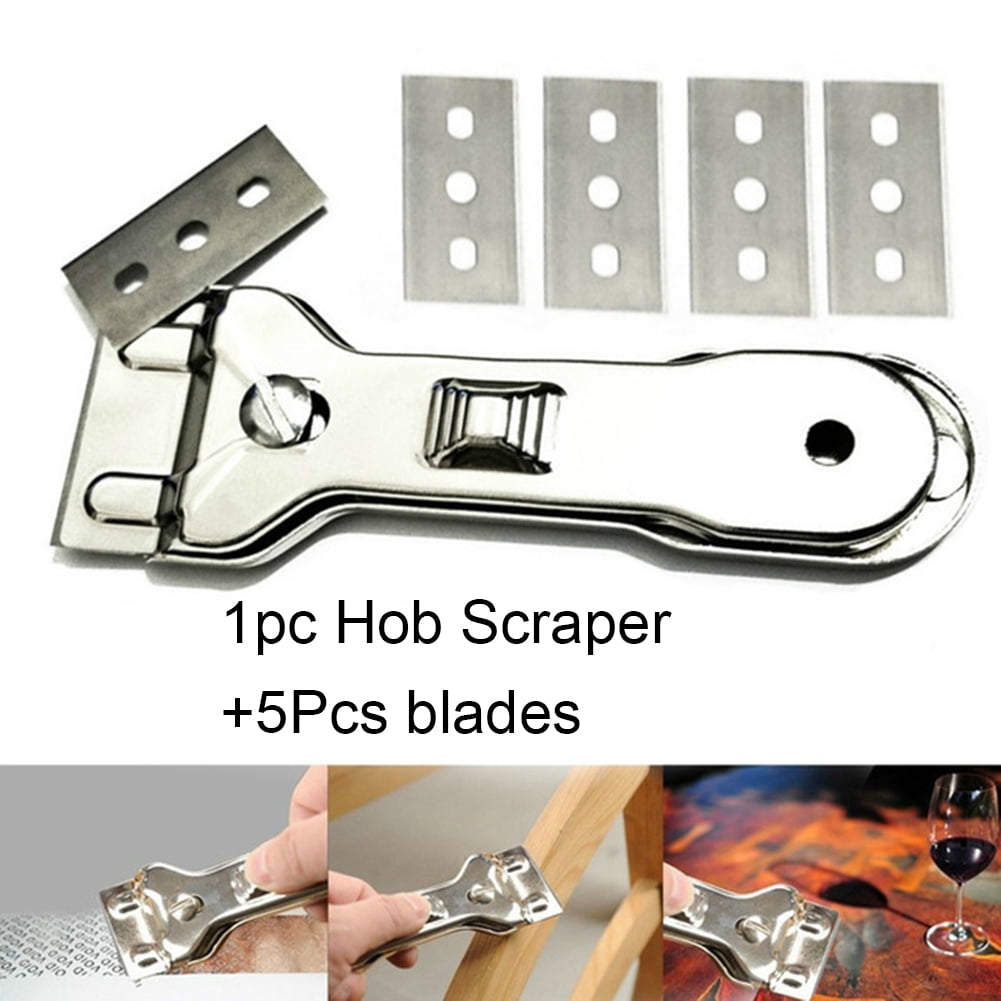 NON SCRATCH HOB SCRAPER AND BLADE PLUS PACK OF 5 REPLACEMENT BLADES 81125 81126 
