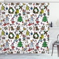 thumbnail image 1 of Ambesonne Cartoon Shower Curtain, Christmas Santa Snowman, 69"Wx84"L, Multicolor, 1 of 3