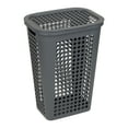 thumbnail image 6 of Mind Reader Plastic Tapered Laundry Hamper with Lid, Clothes Basket with Swiss Cross Cut-Outs, Grey, 6 of 6