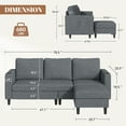 thumbnail image 5 of Villeston 78'' L Shaped 3-seat Sofa for Living Room, Apartment, Lounge,Bedroom-Washable Covers Convertible(Linen Fabric,Dark Gray), 5 of 8