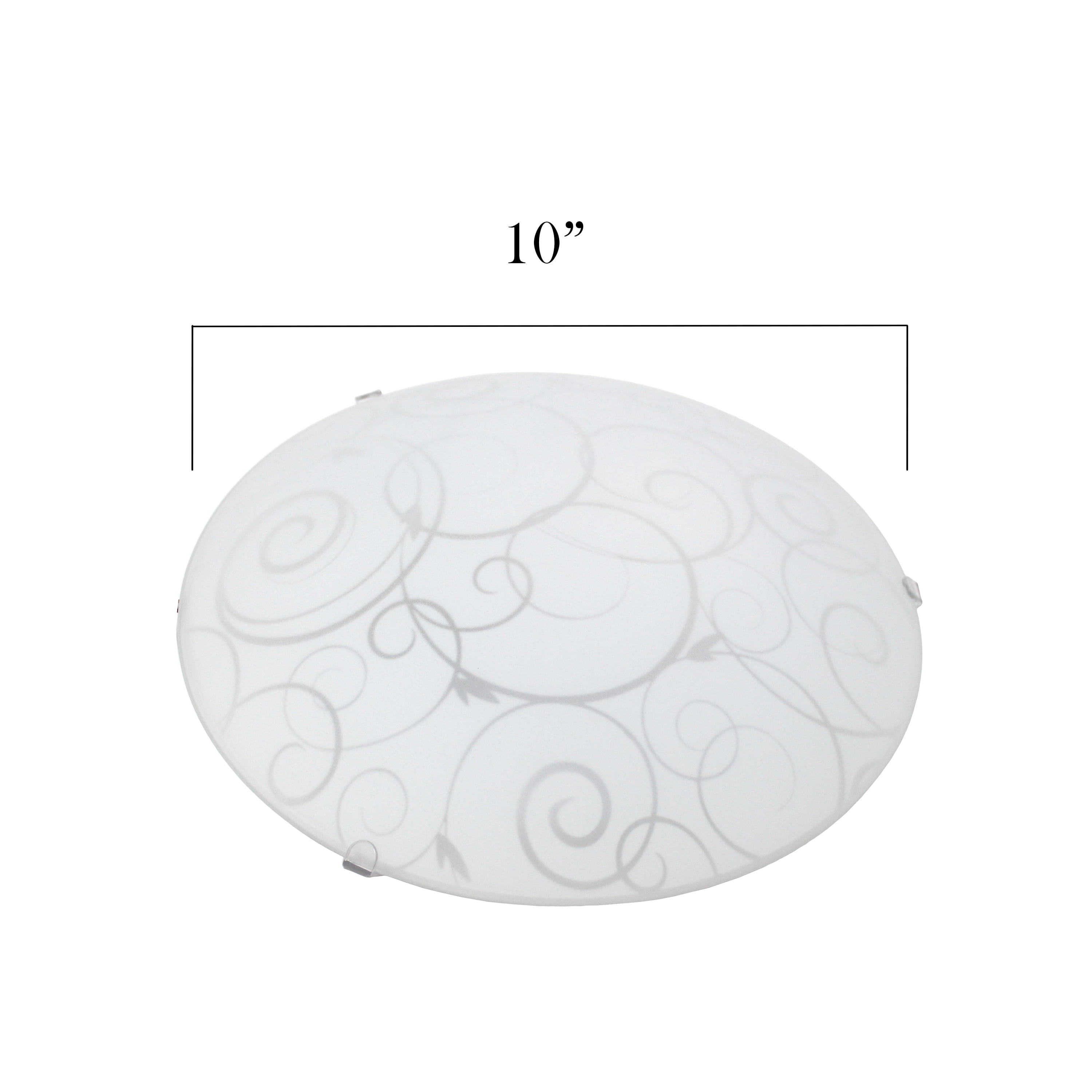 Simple Designs 10" Round Flush Mount Ceiling Light with Scroll Swirl Design, White