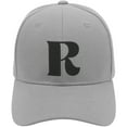 thumbnail image 2 of Daxton Structured Curve Visor Bill Baseball Hat 3D Capital Alphabet Letters, Light Grey Hat Black Letter R, 2 of 3