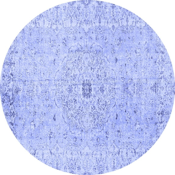 Ahgly Company Machine Washable Indoor Round Persian Blue Traditional Area Rugs, 6' Round