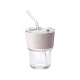 thumbnail image 2 of Basdi Insulated Glass Tumbler, Insulated Double-Wall Glass Tumbler - Crystal Clear Portable Cup for Iced Coffee & Tea, Sweat-Proof & Shatter-Resistant, with Reusable Straw, Iced Coffee Cup, C, 2 of 4