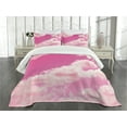thumbnail image 3 of Ambesonne Coral Quilted Bedspread Set 3 Pcs, Pink Sunset Clouds, King Size, Pale Coral Pink, 3 of 5
