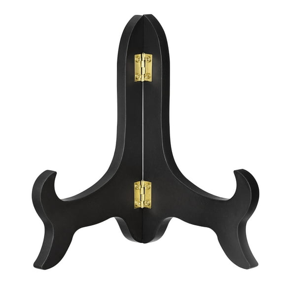Uxcell 6" Easel Plate Holder, Wooden Folding Display Stand Black for Decorative Picture Frame, 1 Pack