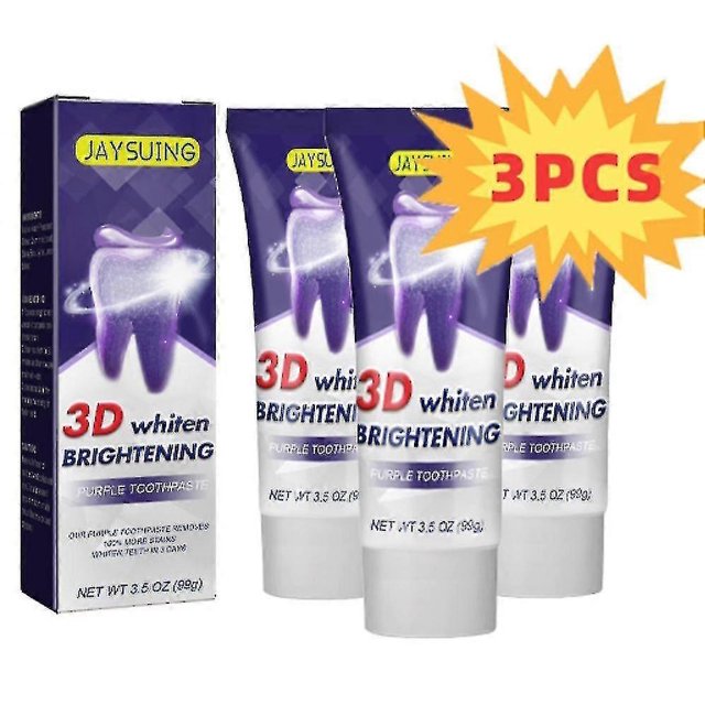 1PCS Jaysuing Teeth Whitening Purple Toothpaste Whitens Teeth, Deeply Cleans, Removes Oral Odor, Freshens Breath 3PCS -6445882932584