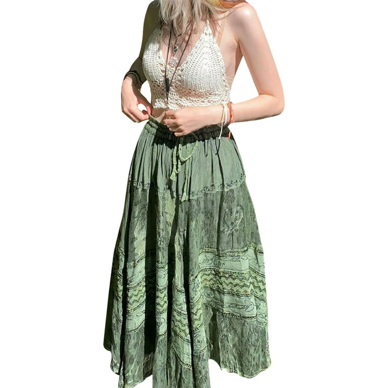 Amazon.com: Women's Fairy Grunge Midi Skirt High Waist