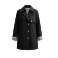 thumbnail image 4 of Byworldtasic Womens Lapel Short Trench Coat Plaid Cuff Lightweight Casual Button Jacket with Pockets, 4 of 8