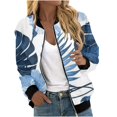 thumbnail image 5 of Tiqkatyck Winter Jackets Clearance, Women Autumn Fashion Leisure Square Thin Jacket with Flap Pocket Jacket with Elastic Hem and Cuffs Coat Baseball Top for Women Blue XL, 5 of 5