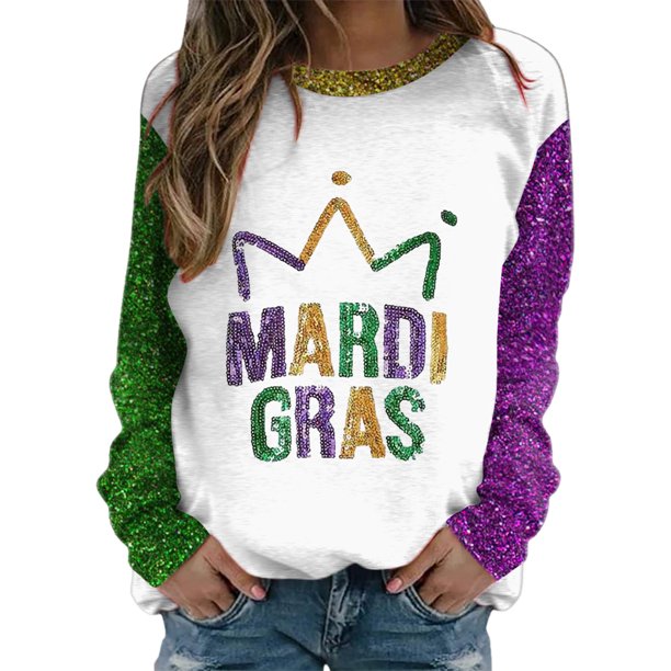 Gibobby Divertidas Sudaderas Camisa de para mujer, sudadera, camisa de día de fiesta de , Top informal de manga larga (Glauco, L)