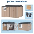 thumbnail image 2 of Garvee 10 x 8 FT Outdoor Storage Shed with Pushable Window, LED Light & Pegboard, Metal Garden Shed with Sloped Roof, Air Vent & Lockable Doors, Brown, 2 of 8