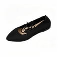 thumbnail image 2 of Miluxas Women’s Knit Pointed Toe Flats, Adjustable Crisscross Ankle Tie Straps Slip On Ballet Shoes, Lace up Non Slip Casual Walking Dress Flats Black 8.5(41), 2 of 5