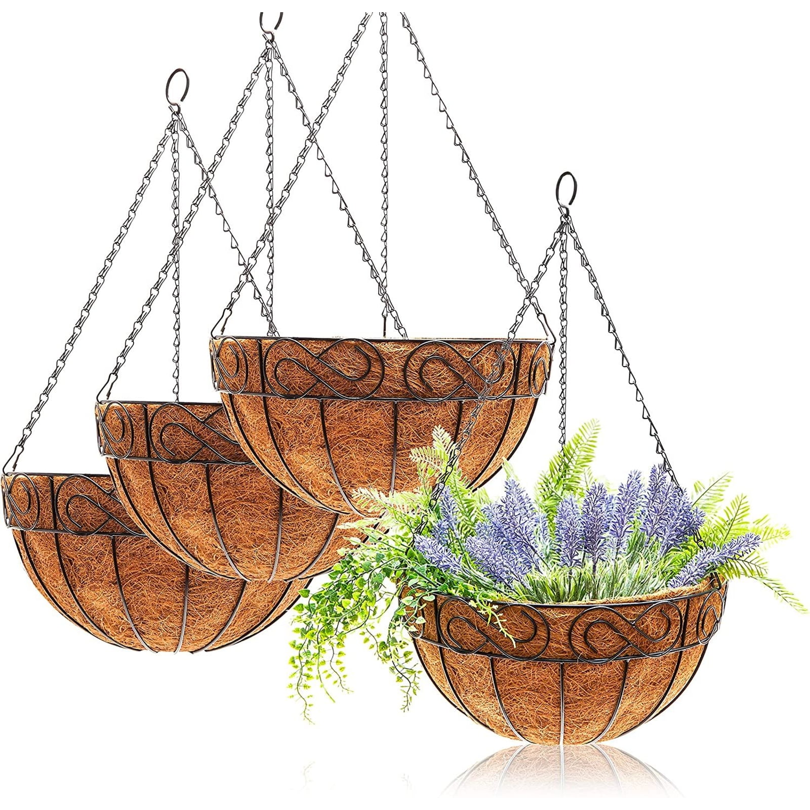 14" Half Round Planter Wall Hanging Coconut Indoor Outdoor Flower Pot Basket 14" Half Round Planter Wall Hanging Coconut Indoor Outdoor Flower Pot Basket