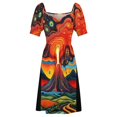 thumbnail image 4 of Erupting volcán por la noche 7 Vestido de manga corta Cóctel de vestidos vestidos para mujer ropa de mujer tendencia 2025, 4 of 6