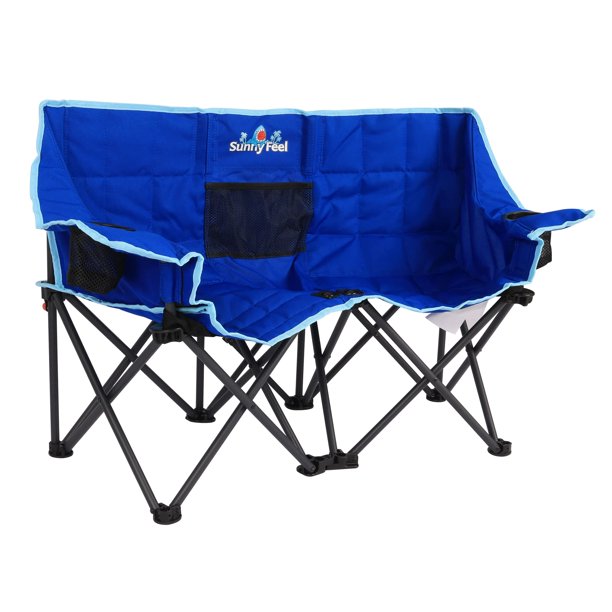 SunnyFeel Kids Folding Double Camping Chair, Portable Camp Loveseat, Kids Folding Camping Chairs