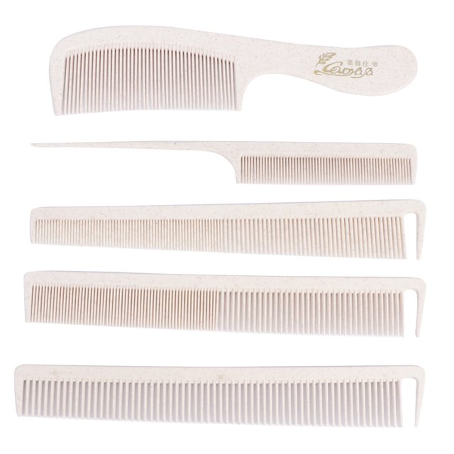 EeaseCA 5 Pcs Wheat Straw Fine Teeth Hair Comb Hair Styling Hairdressing Comb (Beige)
