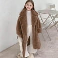 thumbnail image 2 of BFHHYA Girls (2-10Y) Teddy Long Coat Little Girl Sherpa Thickened Notch-Collar Warm Outerwear Fleece Button-Up Fashion Overcoat for Winter Family Outings, 2 of 9