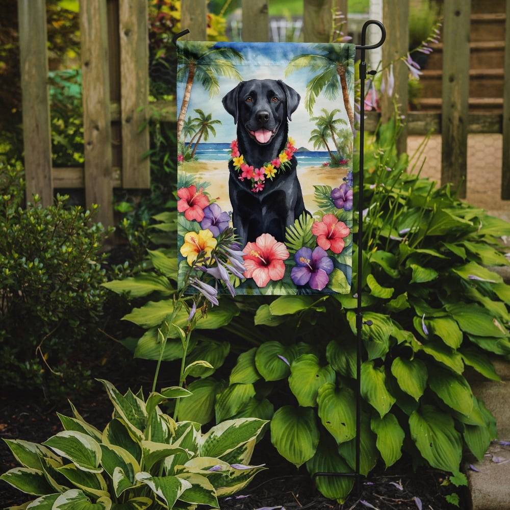 Black Labrador Retriever Luau Garden Flag 11.25 in x 15.5 in