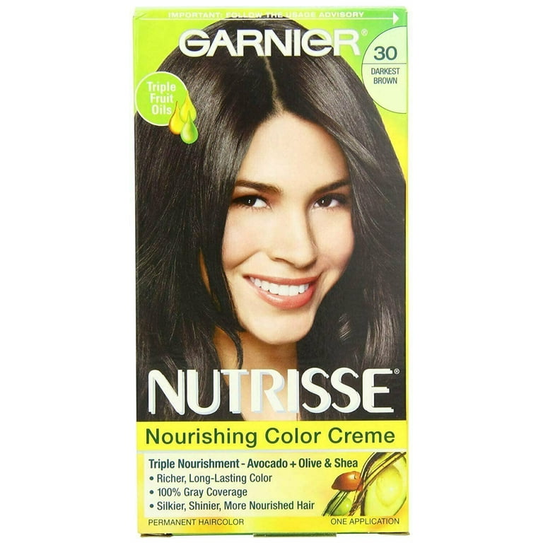 Garnier Nutrisse Nourishing Hair Color Creme, 30 Darkest Brown 1
