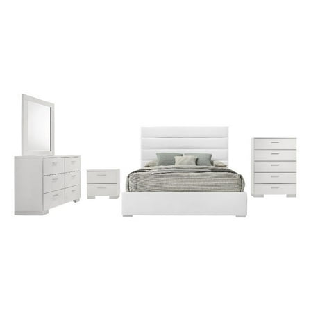 Felicity 5-piece Queen Bedroom Set White High Gloss